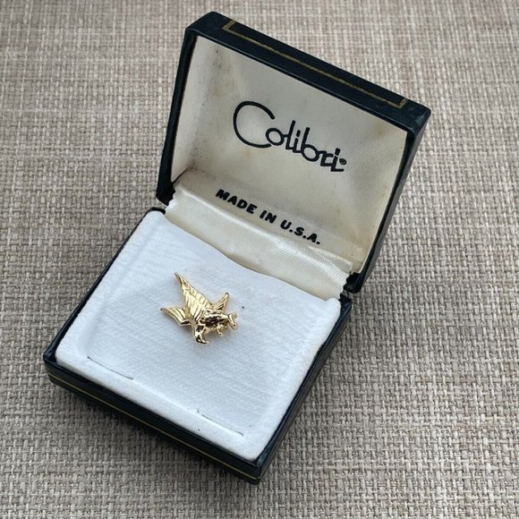 Vintage Colibri Pin Shirt or Jacket Pin Gold Tone Pin Made in USA come in a box - Picture 3 of 8